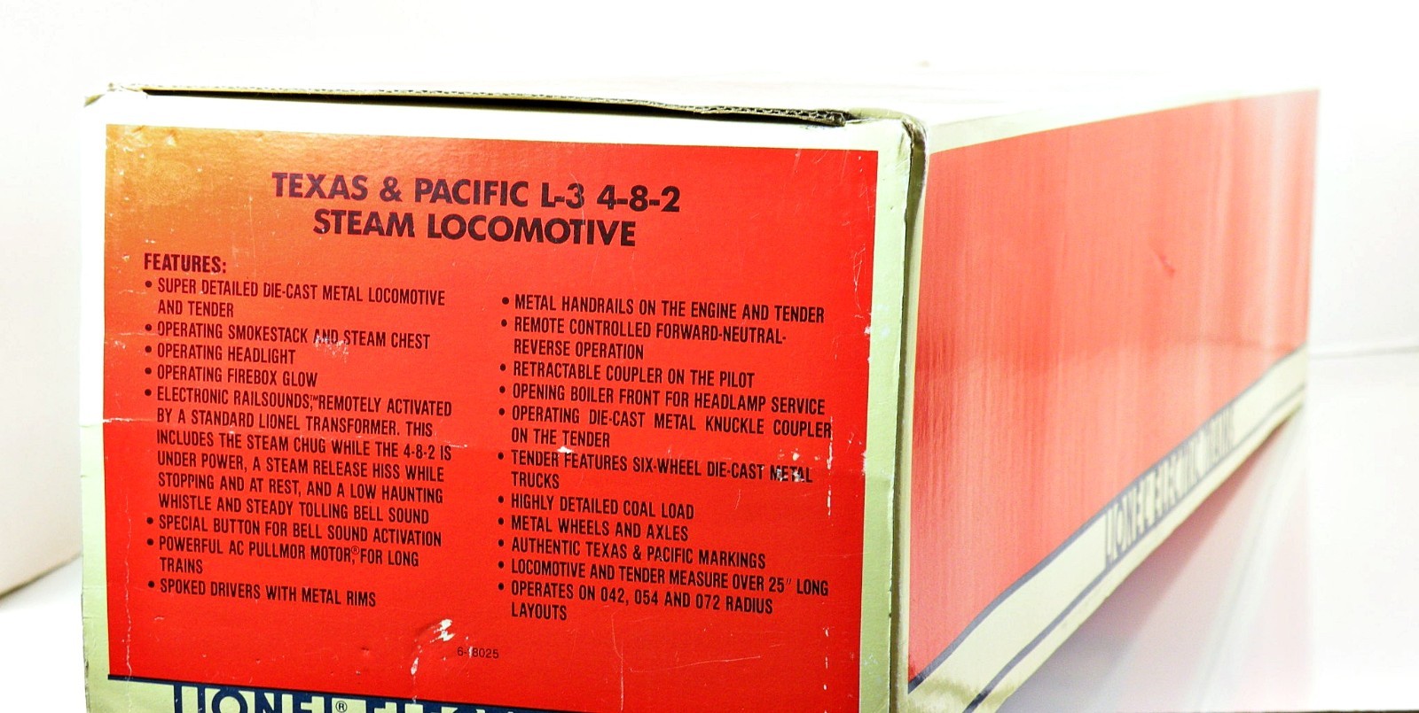 Lionel 6-18025 Texas & Pacific T&P L-3 4-8-2 w/RailSounds 1992 LN