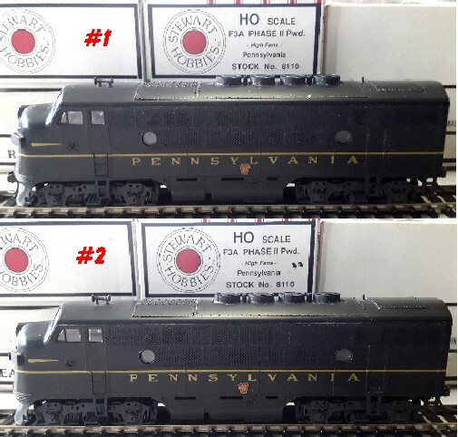 2 – Vintage Stewart Hobbies HO 8110 FA3 Ph2 Powered Diesel Locos PRR High Fans
