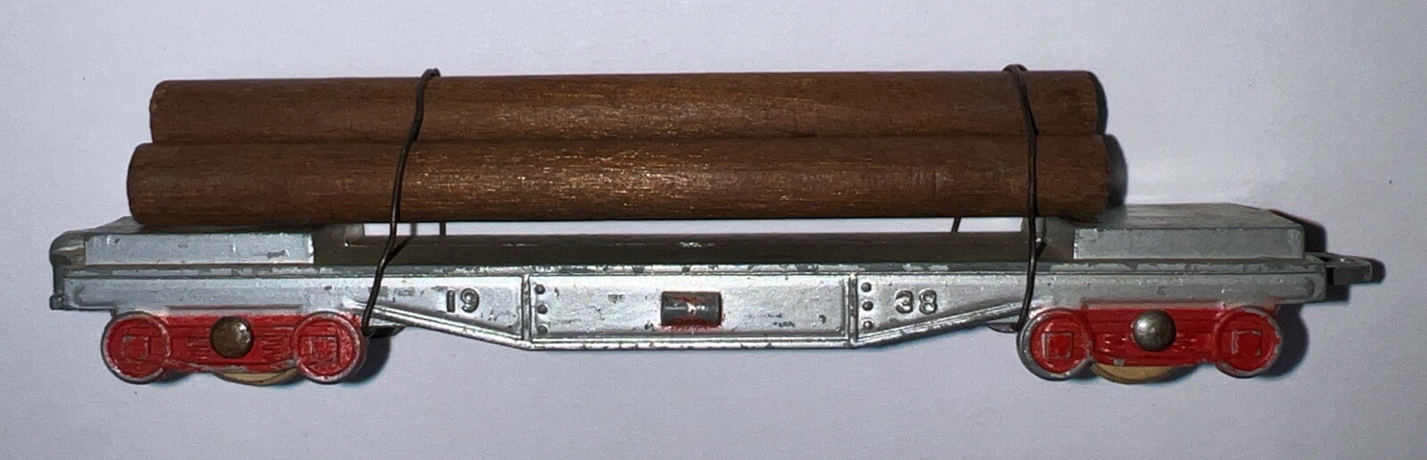 vintage 1939 Silver LOG Railroad Train Freight CAR 3 Logs TOOTSIETOY #1
