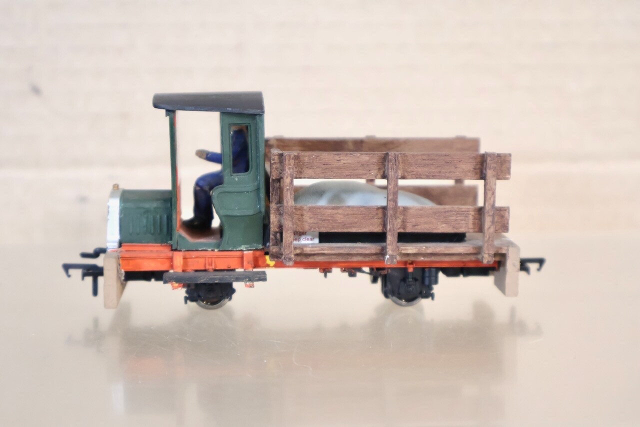 KIT SCRATCH BUILT O-16.5 BACHMANN RAILCAR LOCOMOTIVE with STAKE BED TRAY ol