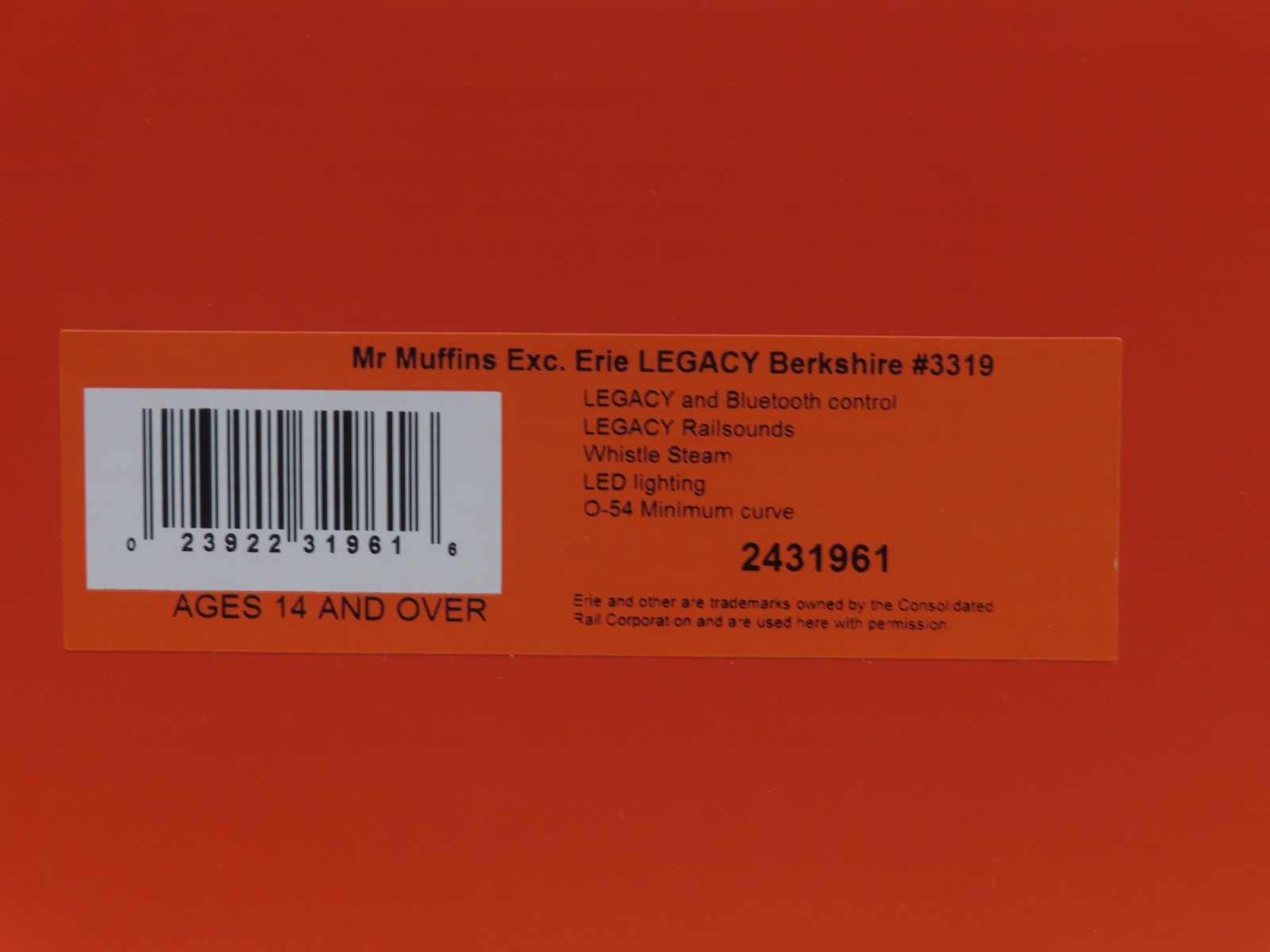 Lionel 2431961 Mr. Muffins Exc. Legacy Berkshire #3319 LN