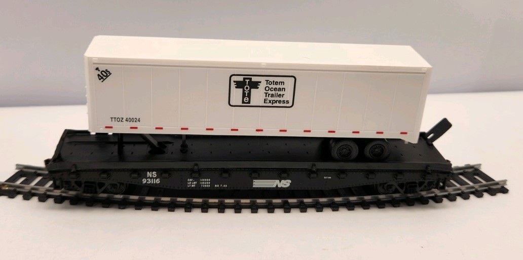 Walther’s Trainline RTR HO NFS 9316 FLAT CAR W/ TOTE TRAILER RAIL CAR NOS C3