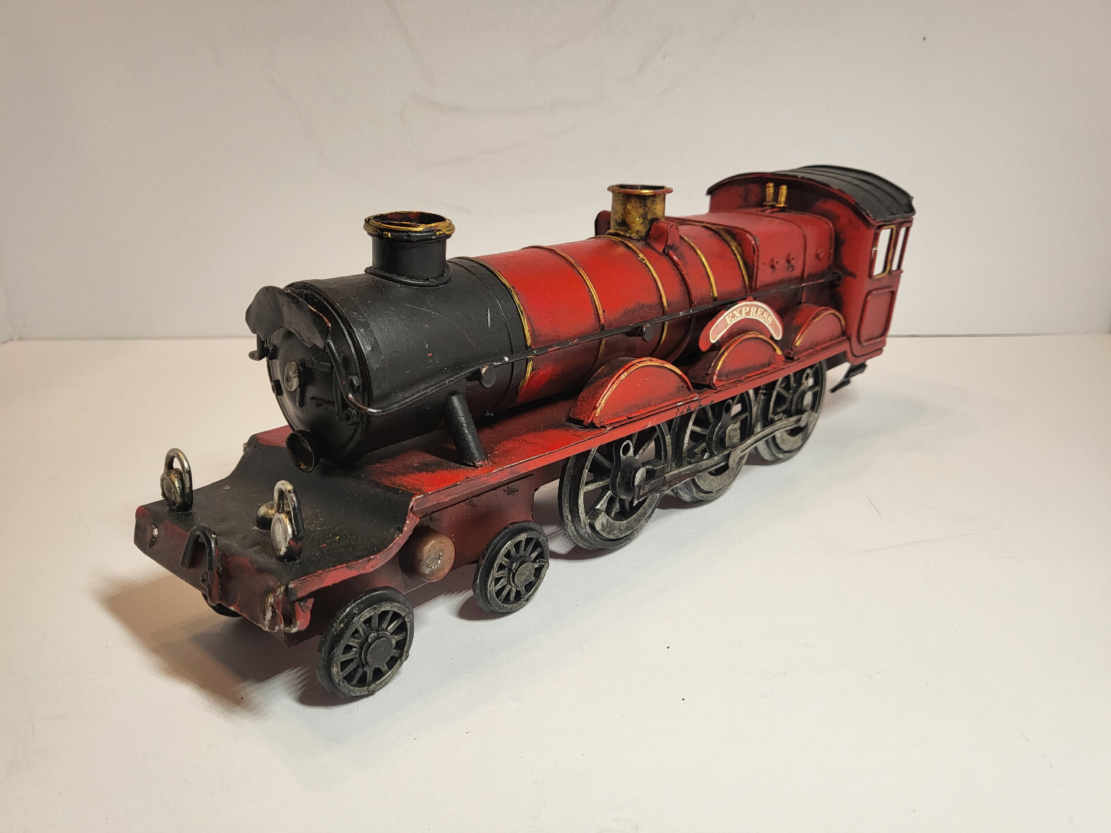 Vintage-Look Red Locomotive Tin Metal Steam Train Engine Model 14 ” Long