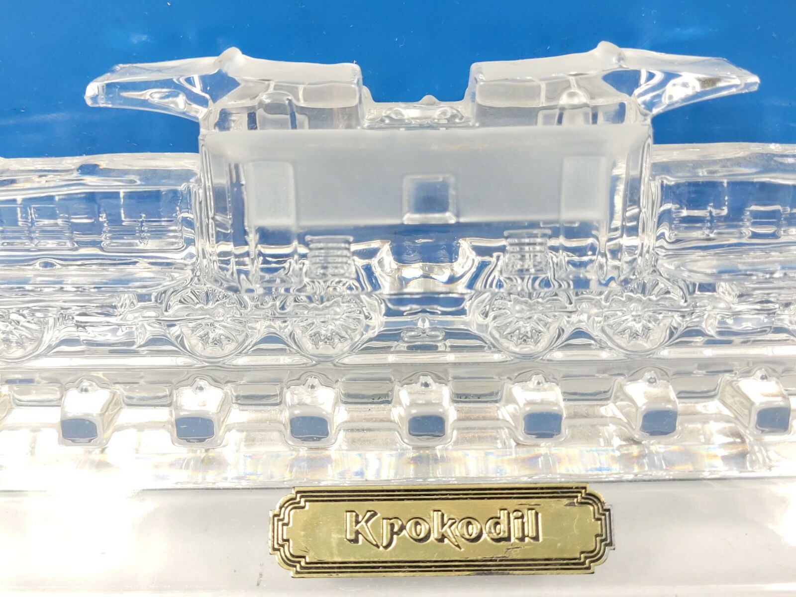 KROKODIL LOCOMOTIVE HAND CUT CABOT LEAD CRYSTAL GLASS DESK PAPERWEIGHT DISPLAY