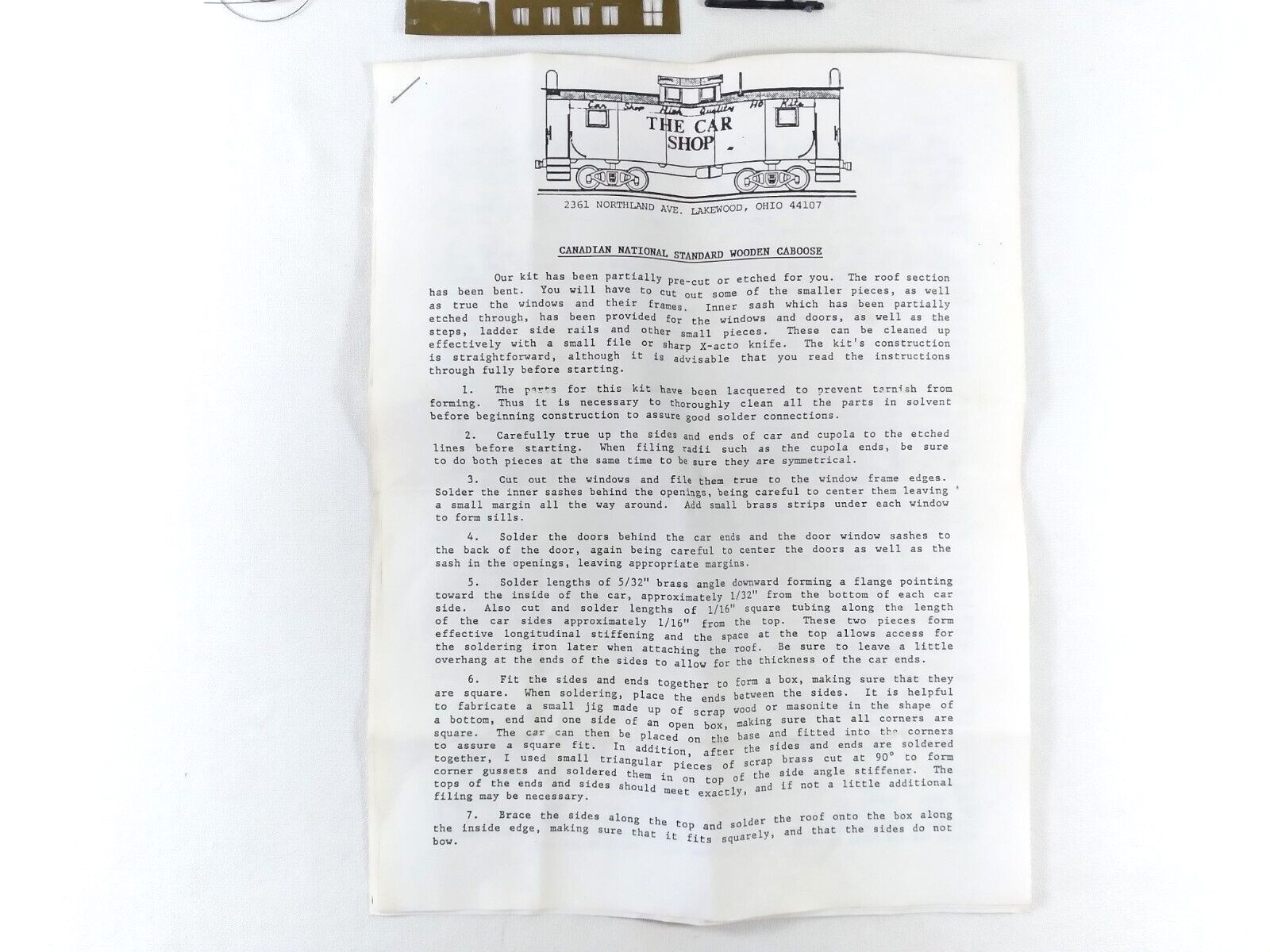 HO Brass Train The Car Shop CN Caboose Brass Kit #104