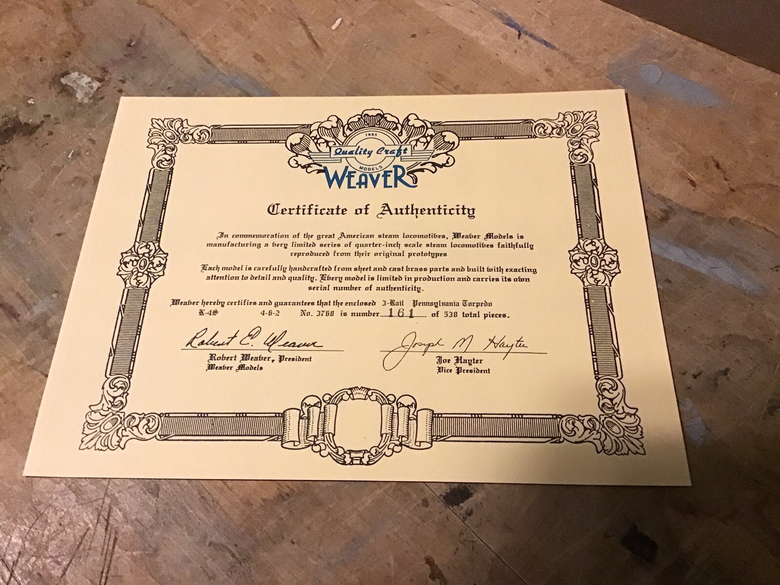 NIB, WEAVER 1965 Quality Craft Models, Brass, PENN. TORPEDO 4-6-2 PACIFIC