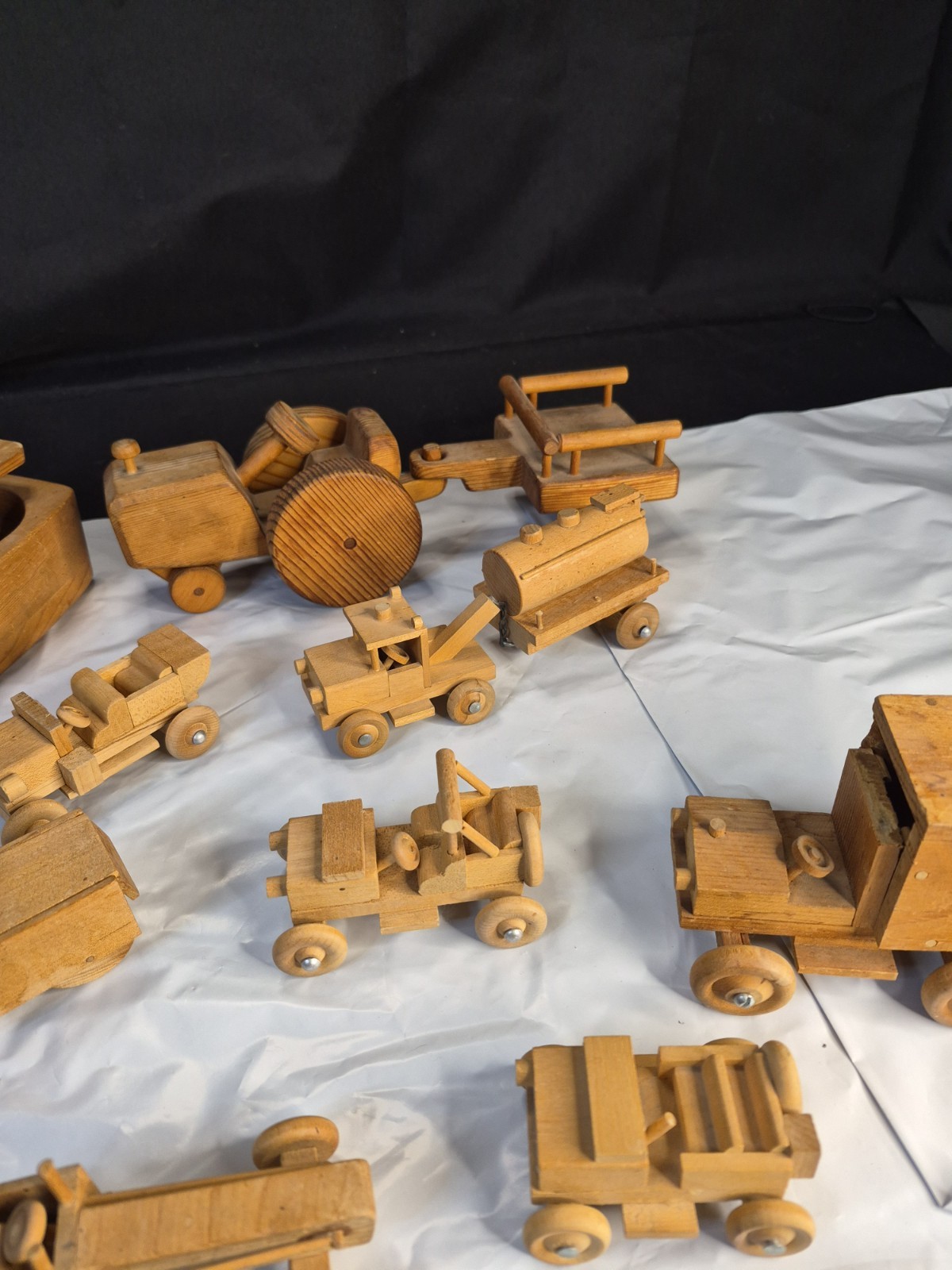 Lot Of 15 Vintage Wooden Construction Trucks Tow Truck Boat Tractor Many More