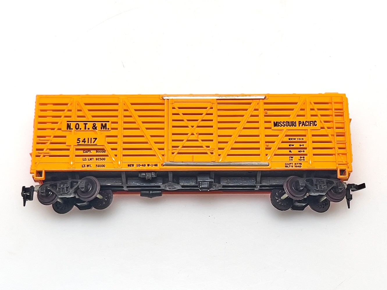TYCO MANTUA HO Scale #54117 Missouri Pacific NOT&M Orange Stock Car