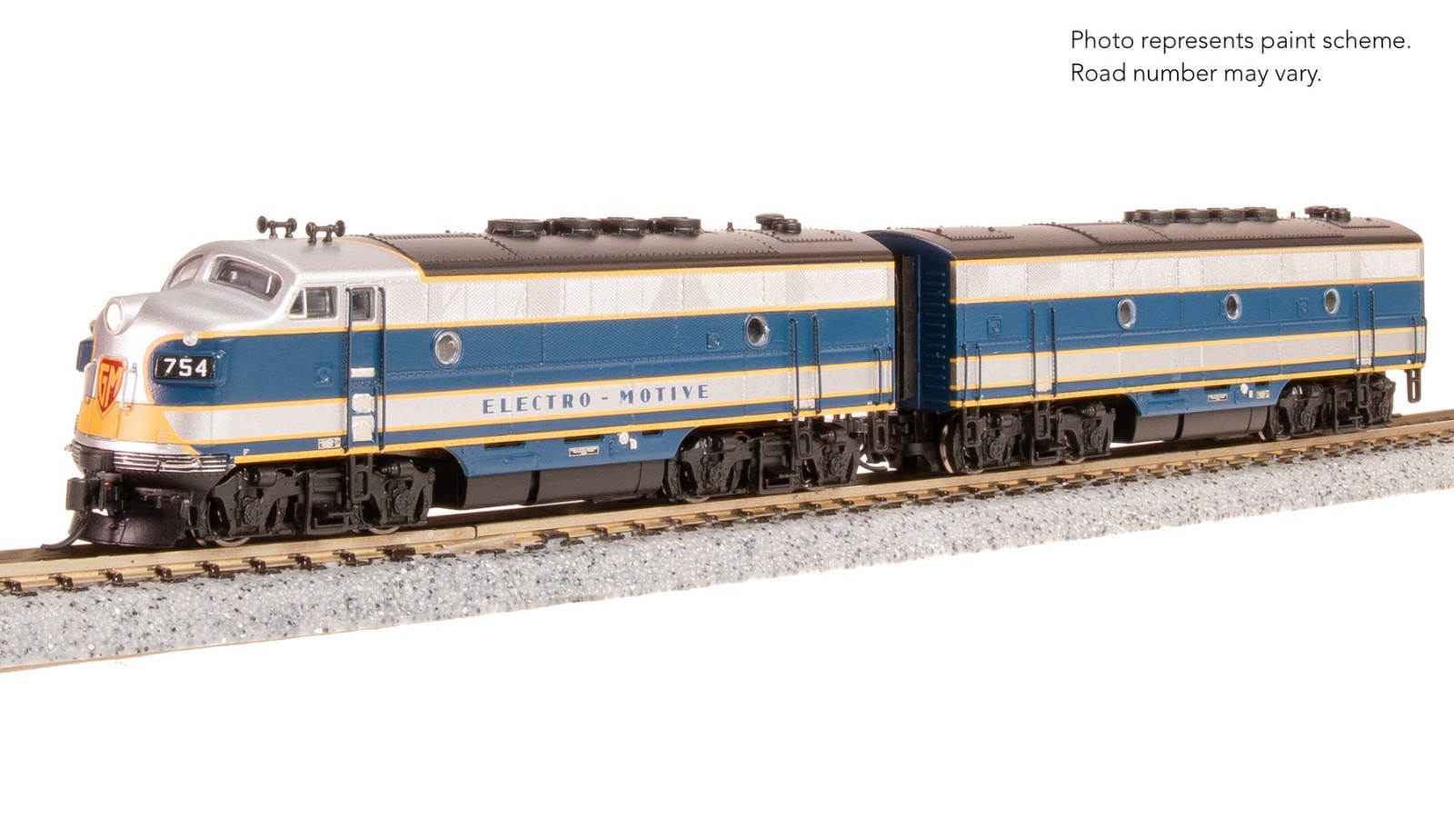 Broadway 9205 EMD F3 A/B, Demo 754A1/754B1, Blue & Aluminum, A-unit Paragon4