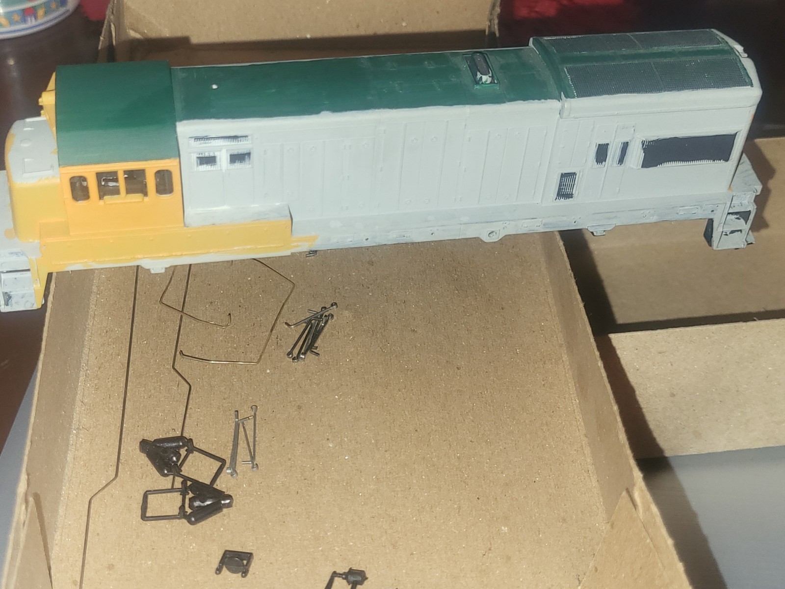 HO GE U18-B Kitbash started shell, Handrails, number boards, Horn, bell, etc