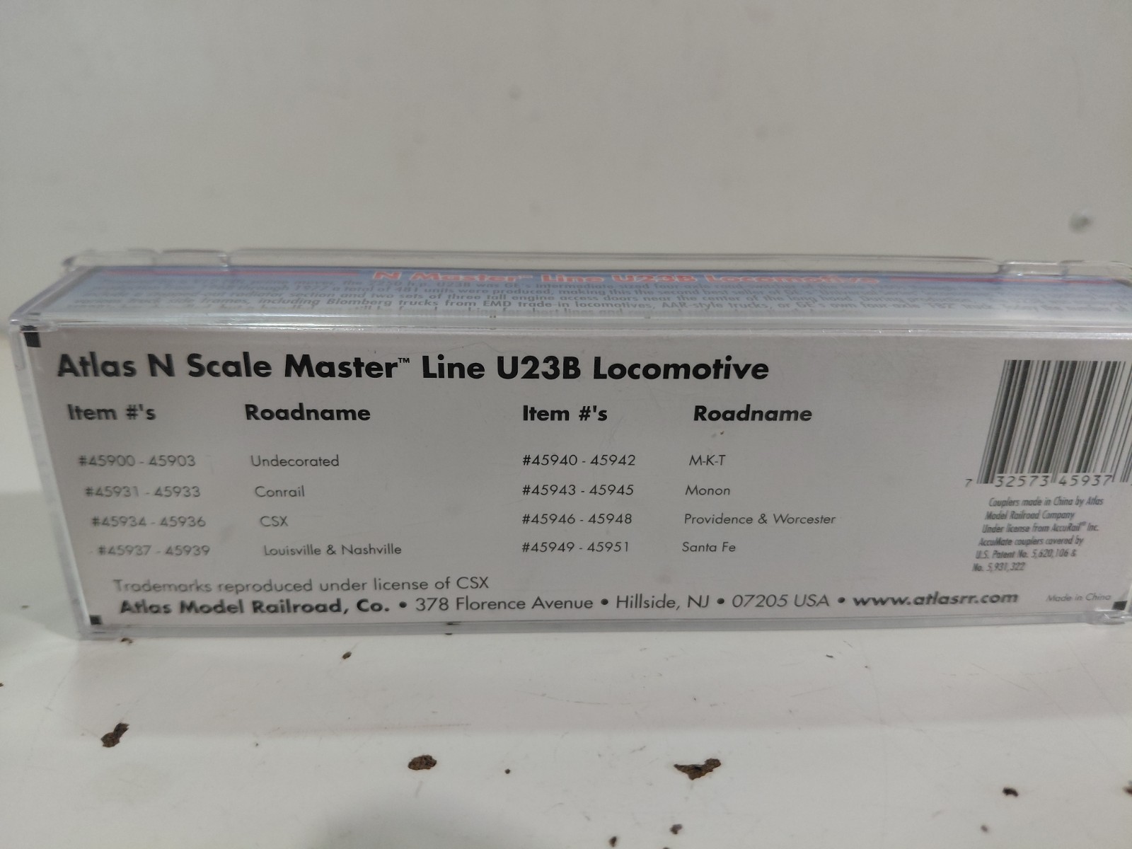 Atlas 45937 N Gauge Model Railroad Louisville Nashville U23B Diesel Engine 2715