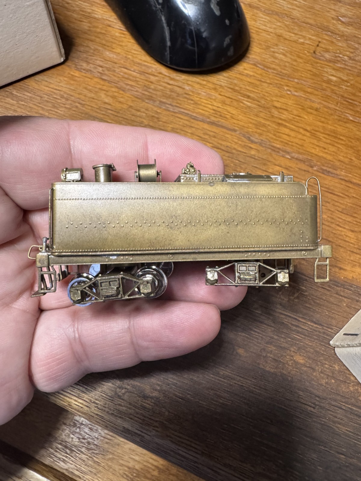 brass HO Long Bell Logging 2-6-2 tender in box United Hobbies