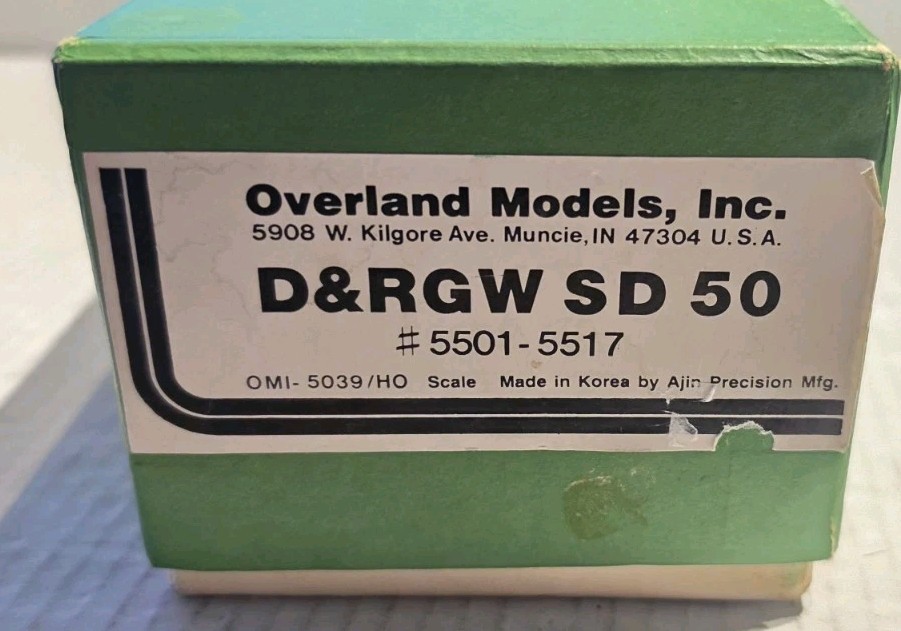 Overland Models HO Scale Brass SD50 Diesel Engine D&RGW OMI-5039