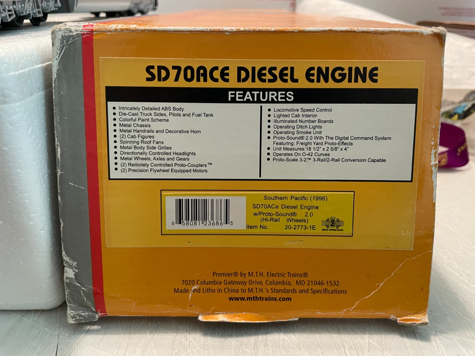 MTH O Gauge Southern Pacific SD70ACe Diesel Engine #20-2773-1E