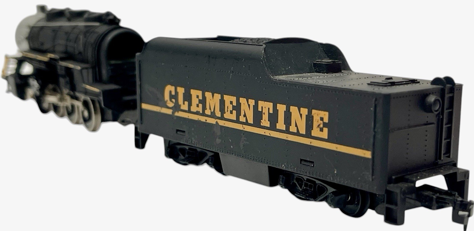 Vintage Clementine Steam Locomotive W/Tender – black & Gold Model Train Untested