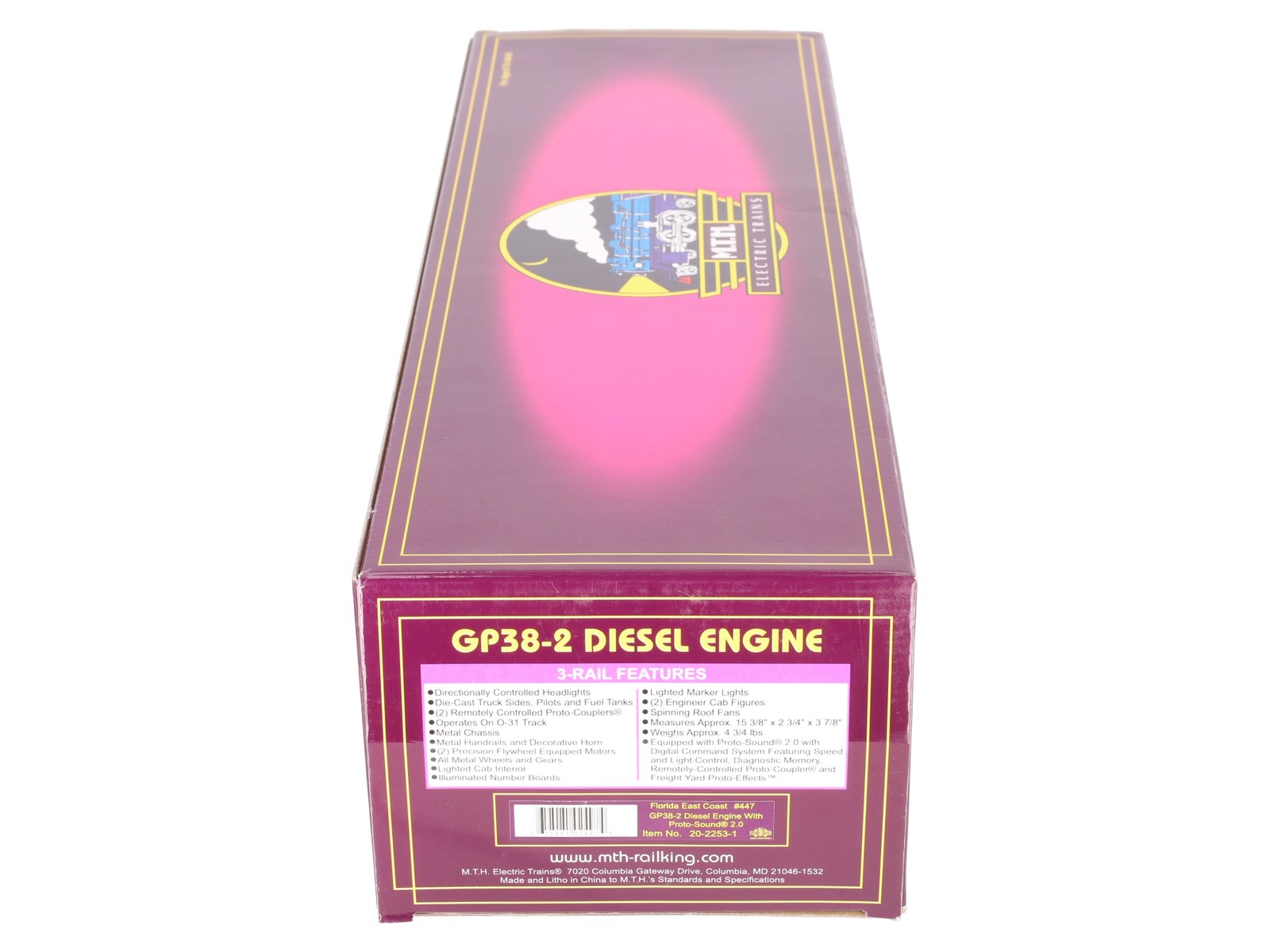 MTH 20-2253-1 Florida East Coast GP38-2 Diesel Engine w/PS 2.0 #447 LN/Box