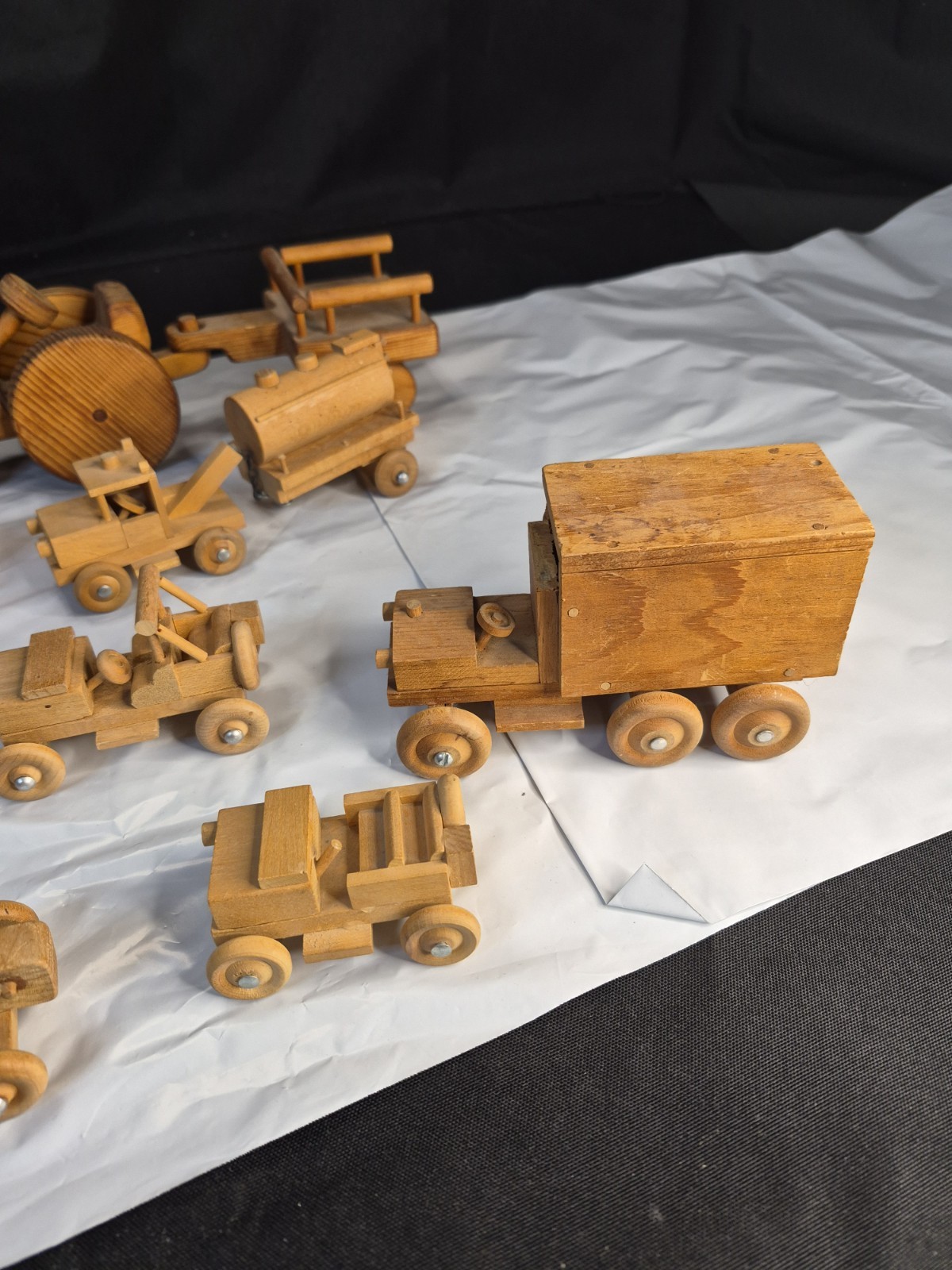 Lot Of 15 Vintage Wooden Construction Trucks Tow Truck Boat Tractor Many More
