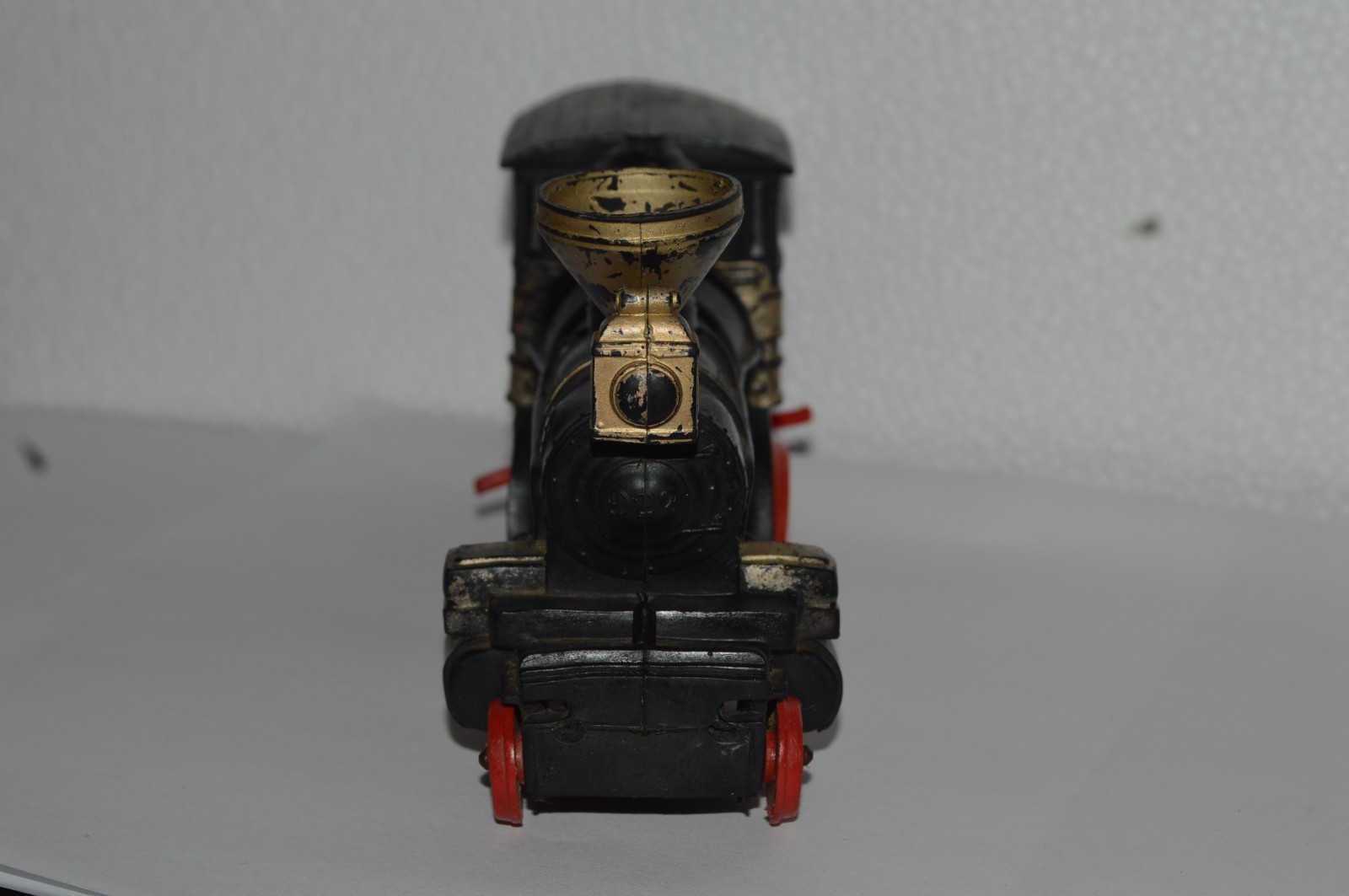 AUBURN Steam Locomotive Rubber Black Gold Red Wheels USA Made 7 Inch 1930’s