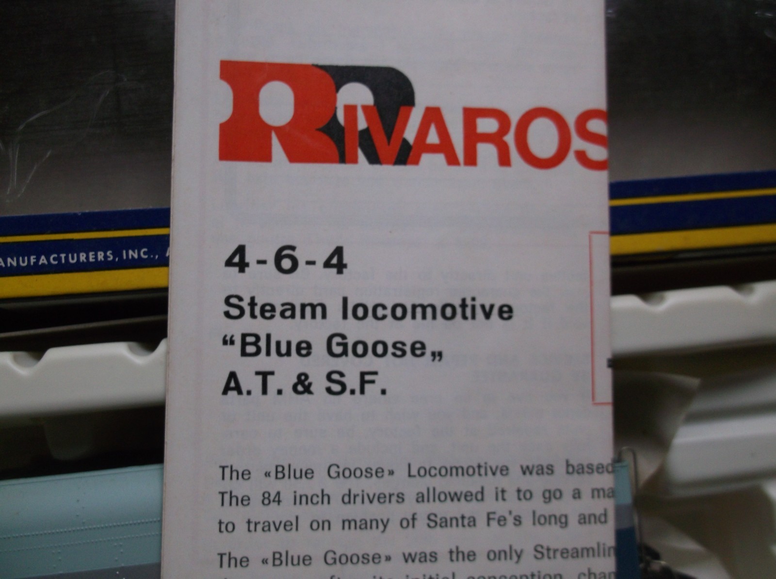 NIB AHM RIVAROSSI “HO” SCALE AT & SF BLUE GOOSE 4-6-4 STEAM LOCOMOTIVE & TENDER