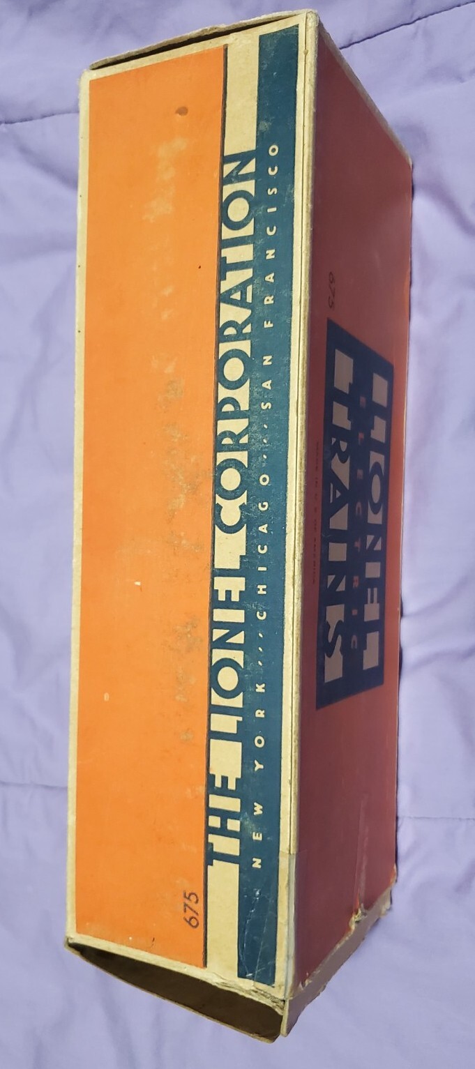 1947 – 48 Lionel 675 STEAM LOCOMOTIVE Box Only Three Cities