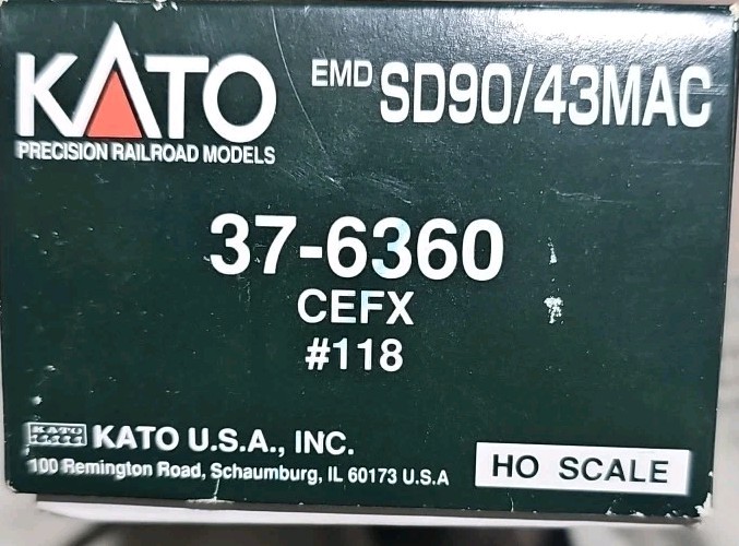 kato ho scale locomotive EMD SD90/43MAC CEFX #118