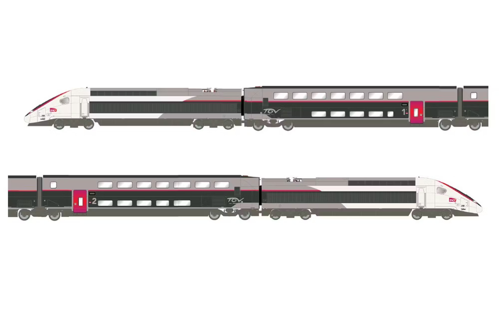 Jouef HJ2451S SNCF TGV Duplex Carmillon Set 4-Piece DCC Sound DC HO 1:87