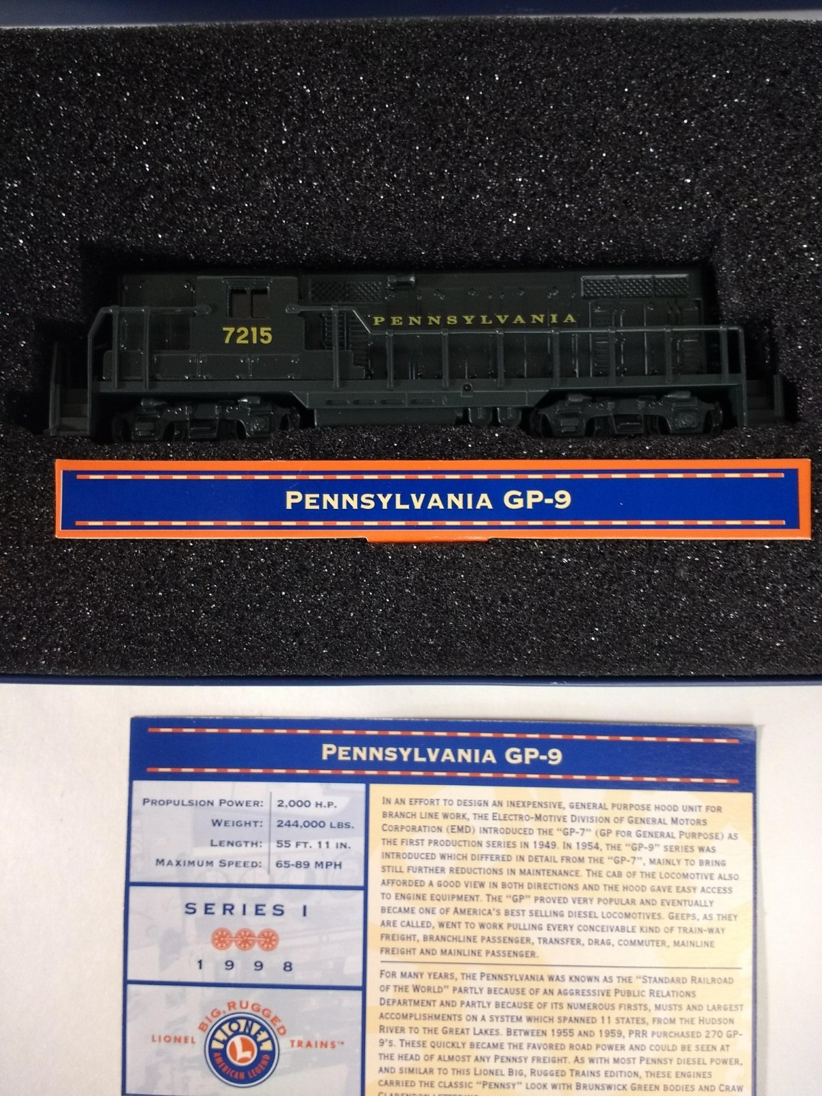 Lionel Pennsylvania 7214 GP-9 Unpowered Diesel LN/Box – TT Scale