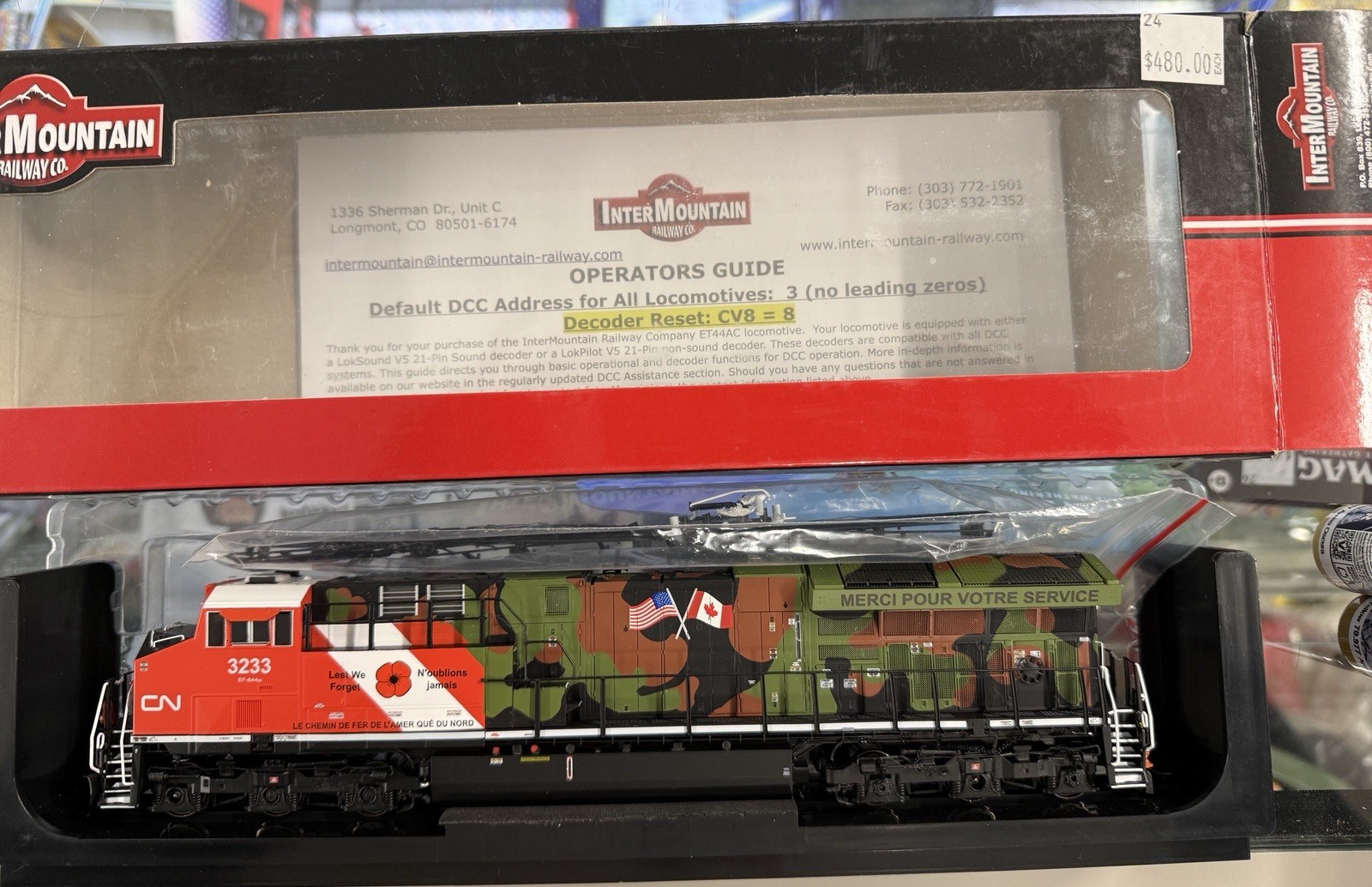 Intermountain HO Veterans #3233. ET44AC CN. With DCc And LOC SOUND. Limited