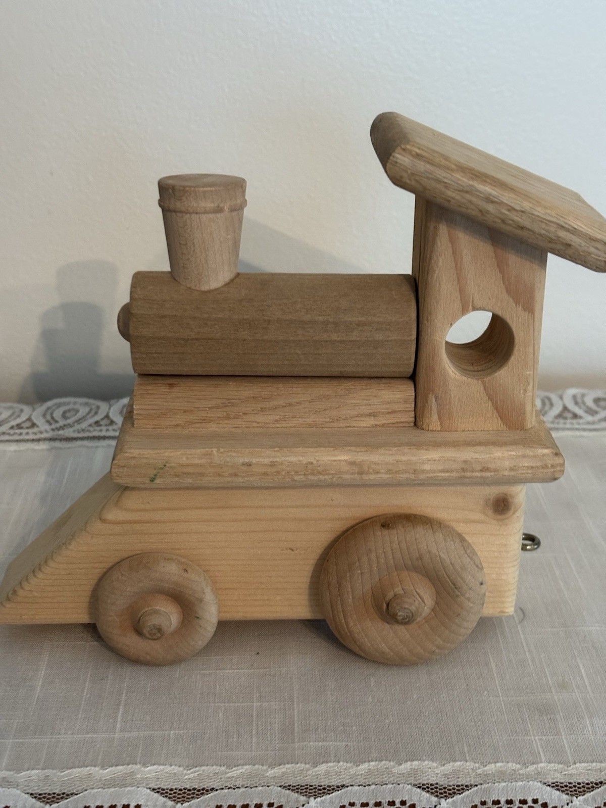 Vtg 1980’s Handcrafted Wood Train Locomotive Engine Toy
