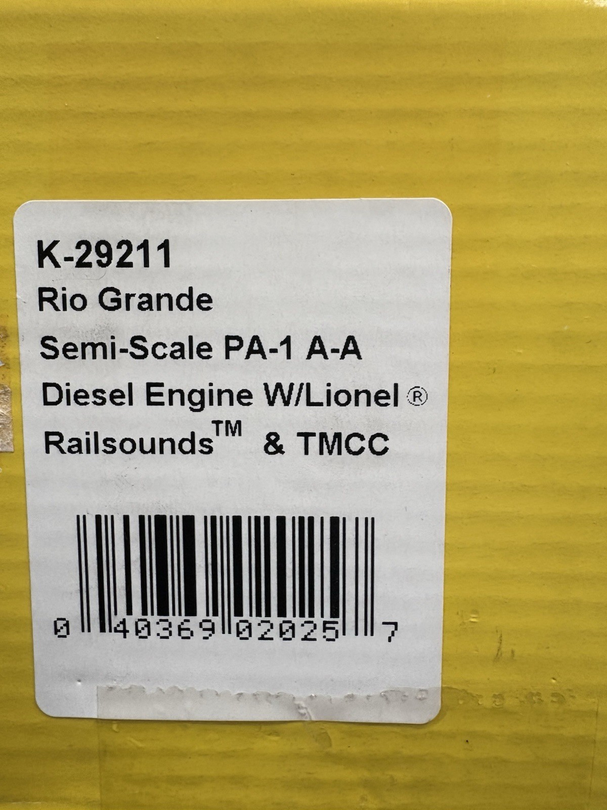 K-Line Rio Grande semi scale PA-1 A-A Diesel K-29211 Railsounds & TMCC NIB