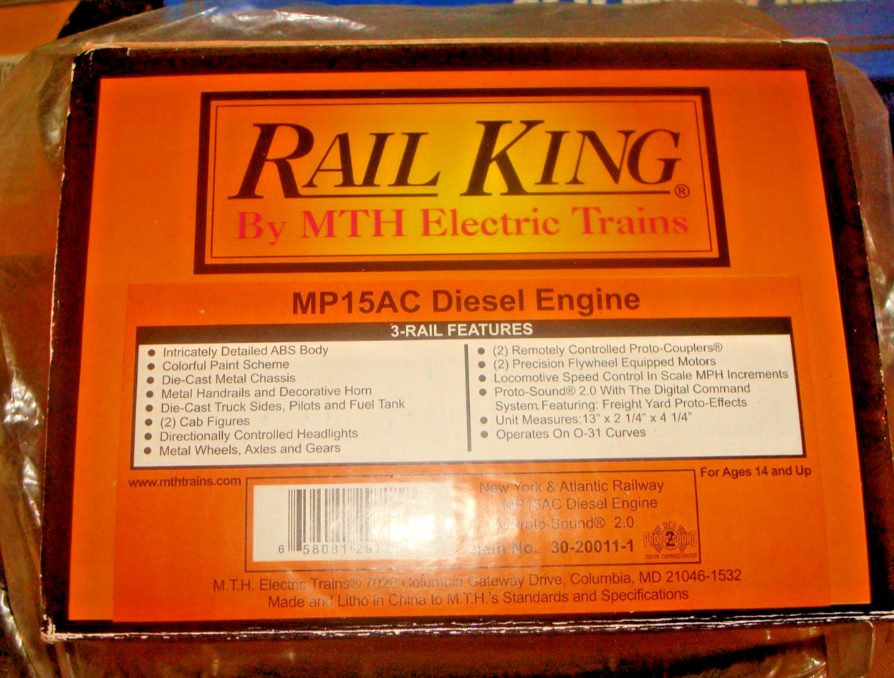 O SCALE. RAIL KING.NEW YORK & ATLANTIC RAILWAY. MP15AC DIESEL ENGINE # 151
