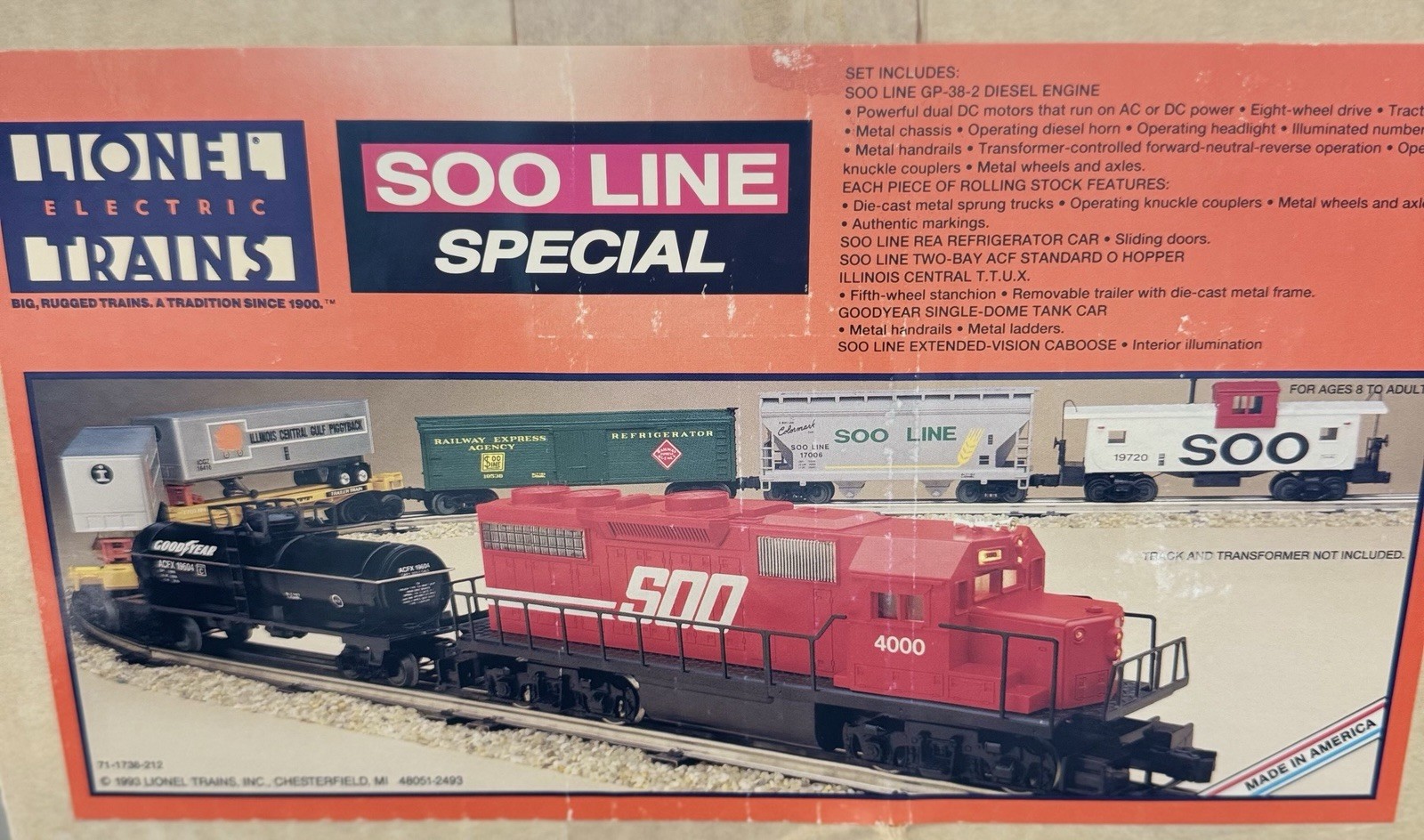 Lionel O Gauge SOO Line Special GP-38-2 Diesel Locomotive Freight Set Brand New!