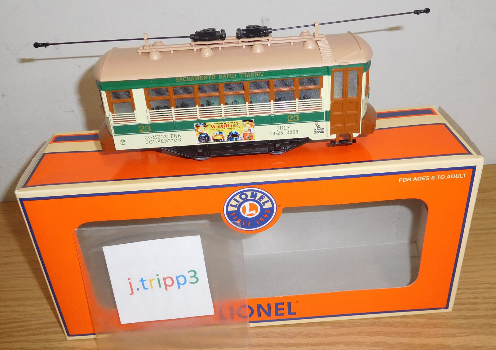 LIONEL 28421 LCCA SACRAMENTO CONVENTION TROLLEY CAR #23 O GAUGE TRAIN MOTORIZED