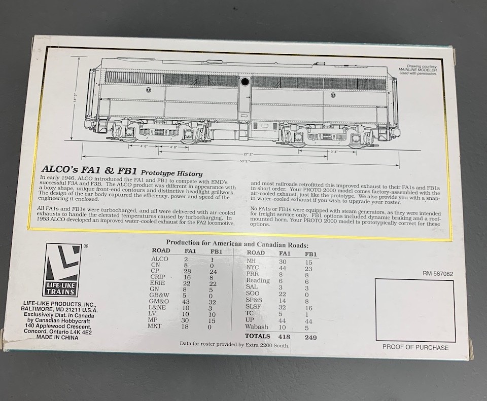 HO Proto2000 FB1 B Diesel Locomotive Reading Company #304B Powered NIB! HO8378
