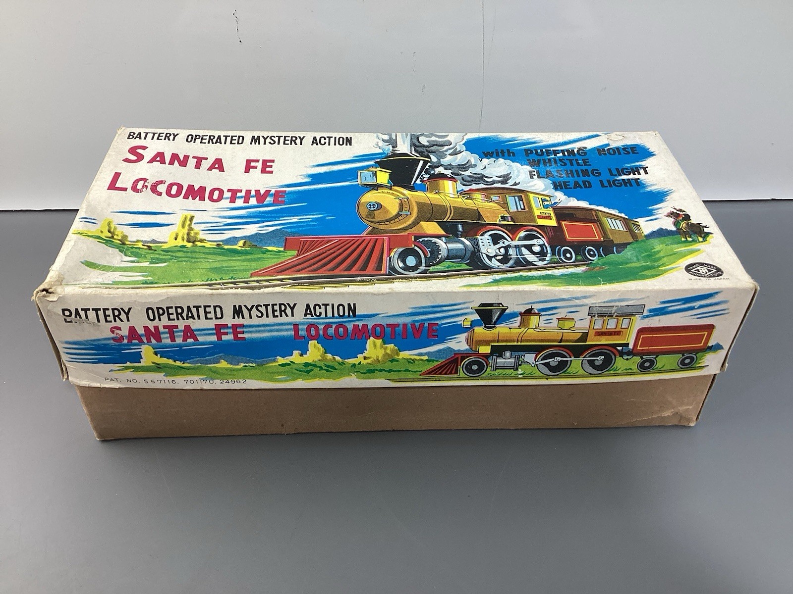 Vintage 1960s Modern Toys Santa Fe Locomotive Tin Train, Not Working, Japan
