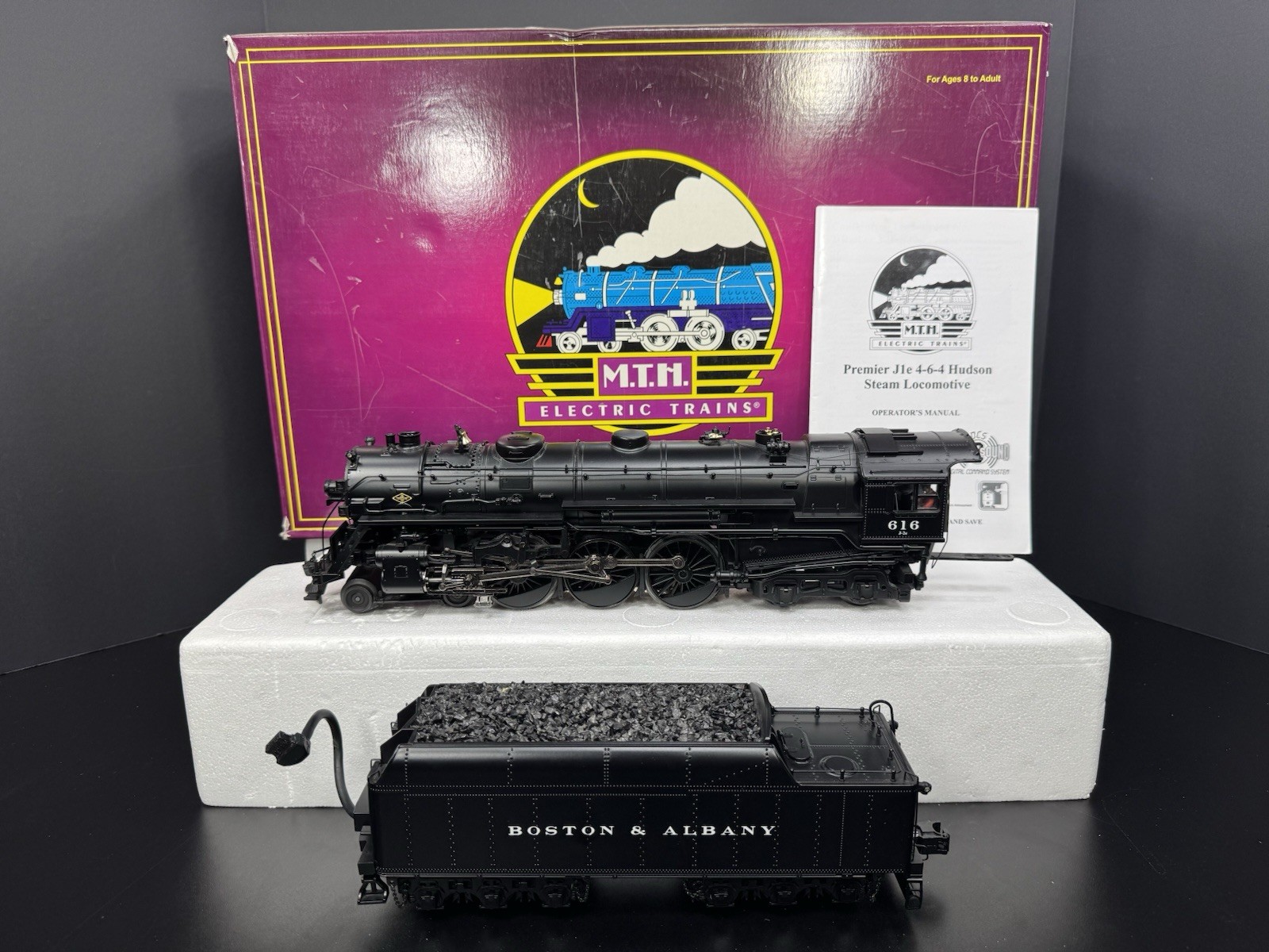 MTH 20-3157-1 Boston & Albany B&A J-1e Hudson steam engine #616 PS 2.0 BCR EX