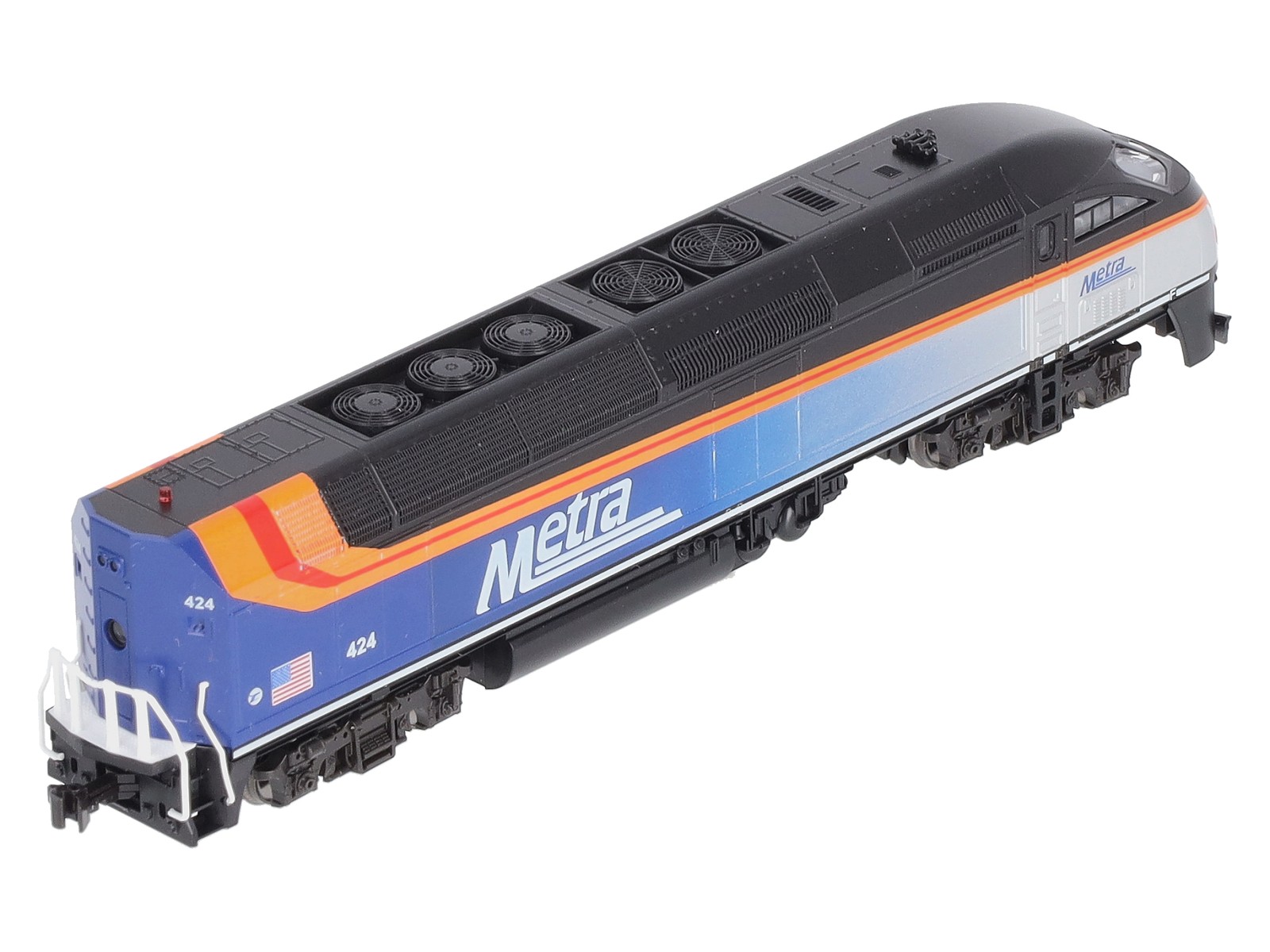 Kato 176-6124-DCC N Chicago Metra Black Roof MP36PH Diesel Locomotive w/DCC #424