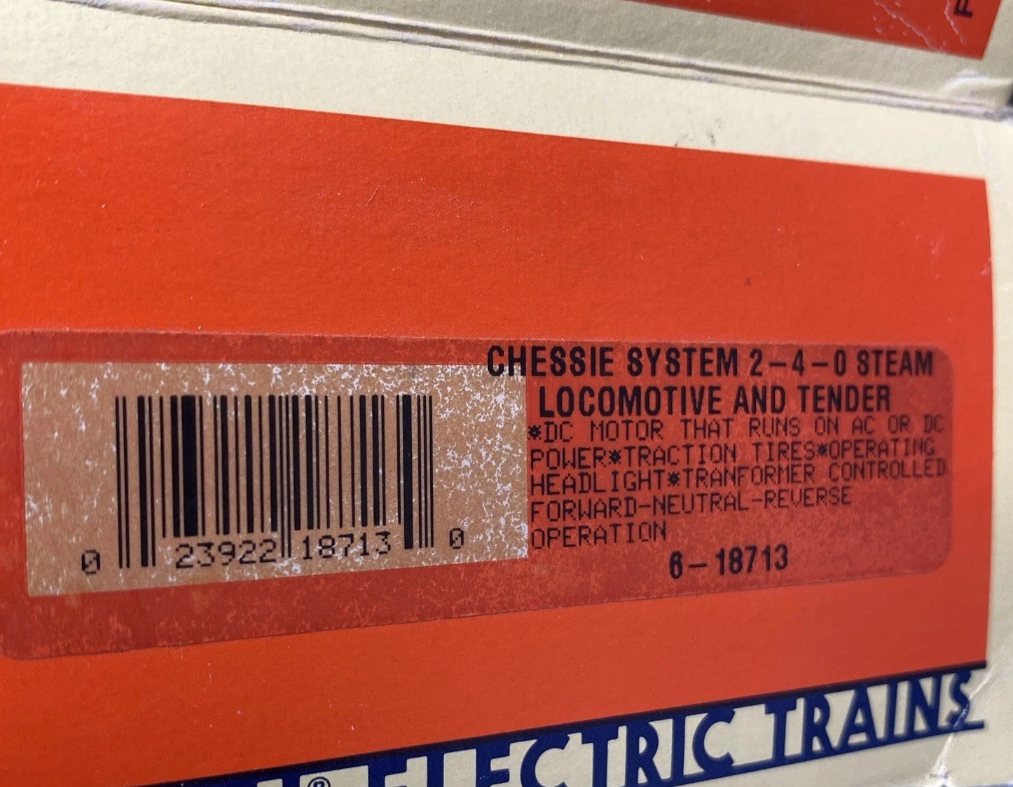 Lionel Electric Trains Chessie System 2-4-0 Steam Locomotive And Tender 6-18713