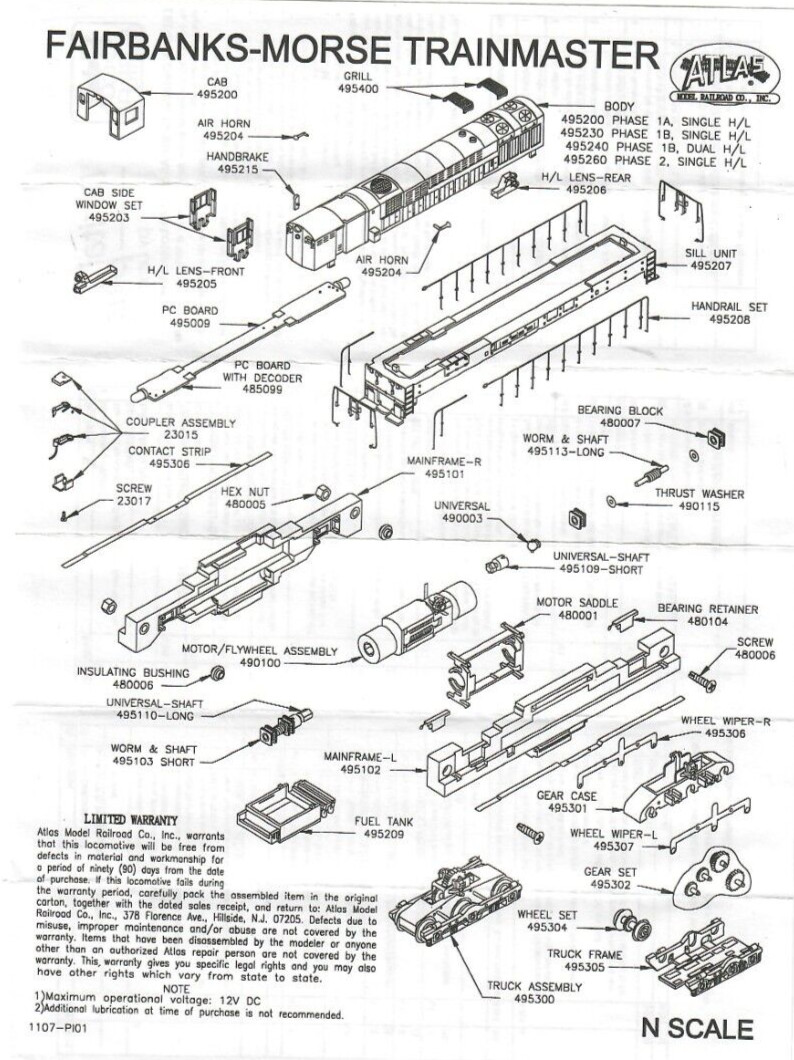 N ATLAS 49551 FM Trainmaster H-24-66 Southern Pacific No# DCC ready NIB