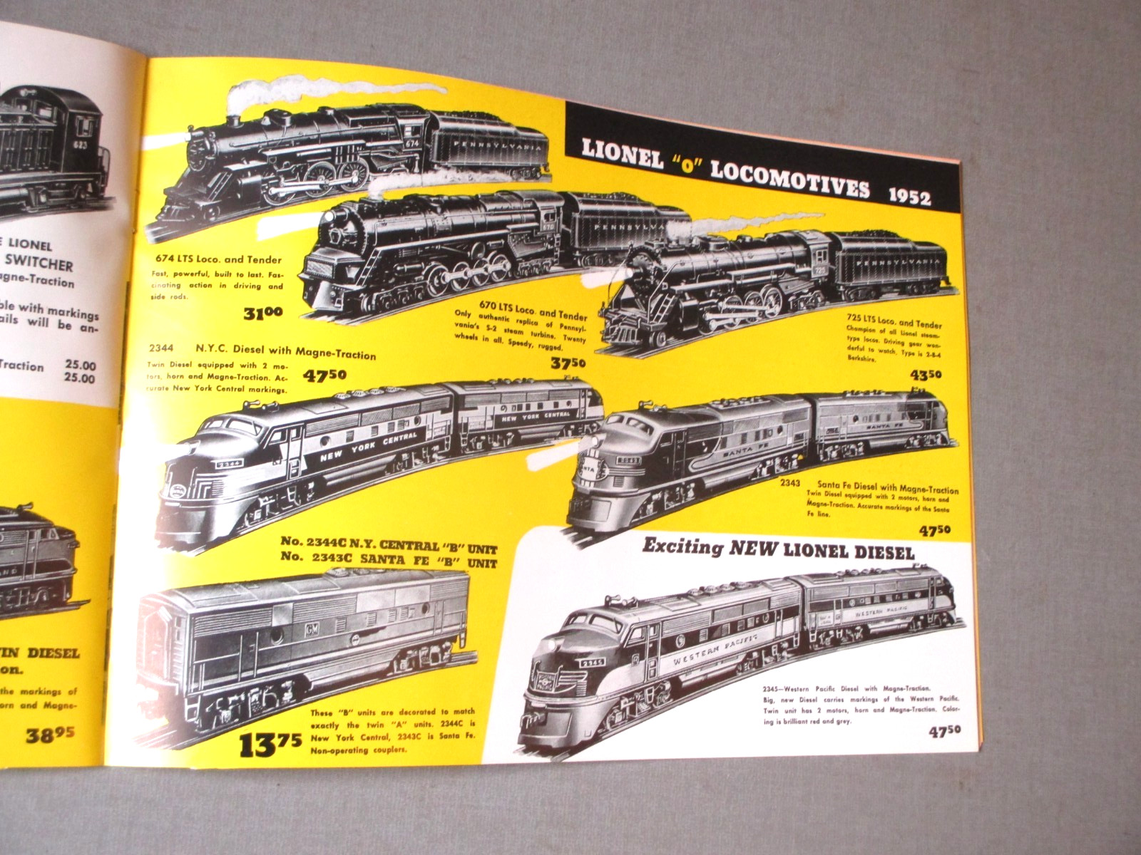 1952- LIONEL TRAINS- DEALER ADVANCE SALES NEW MODELS CATALOG- EXC- O- GAUGE LOCO