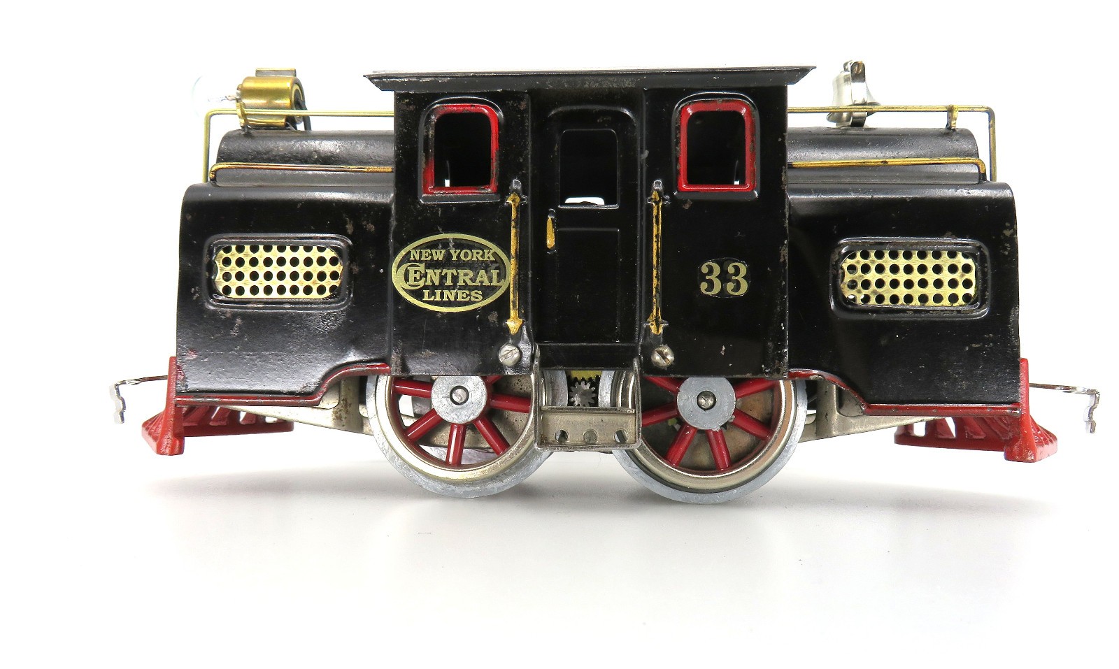 1914-1917 Lionel Standard Gauge Black #33 Locomotive w/Slide-on Headlight RUNS!