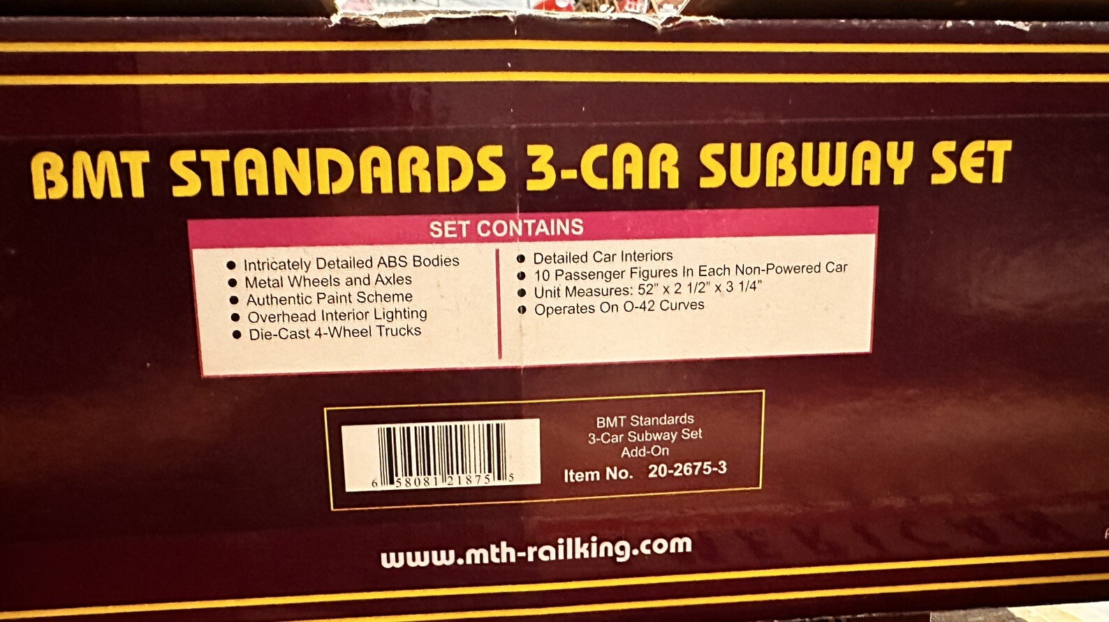 MTH 20-2675-3 O Scale BMT Standards 3-Car Subway Set 2776, 2775, 2774
