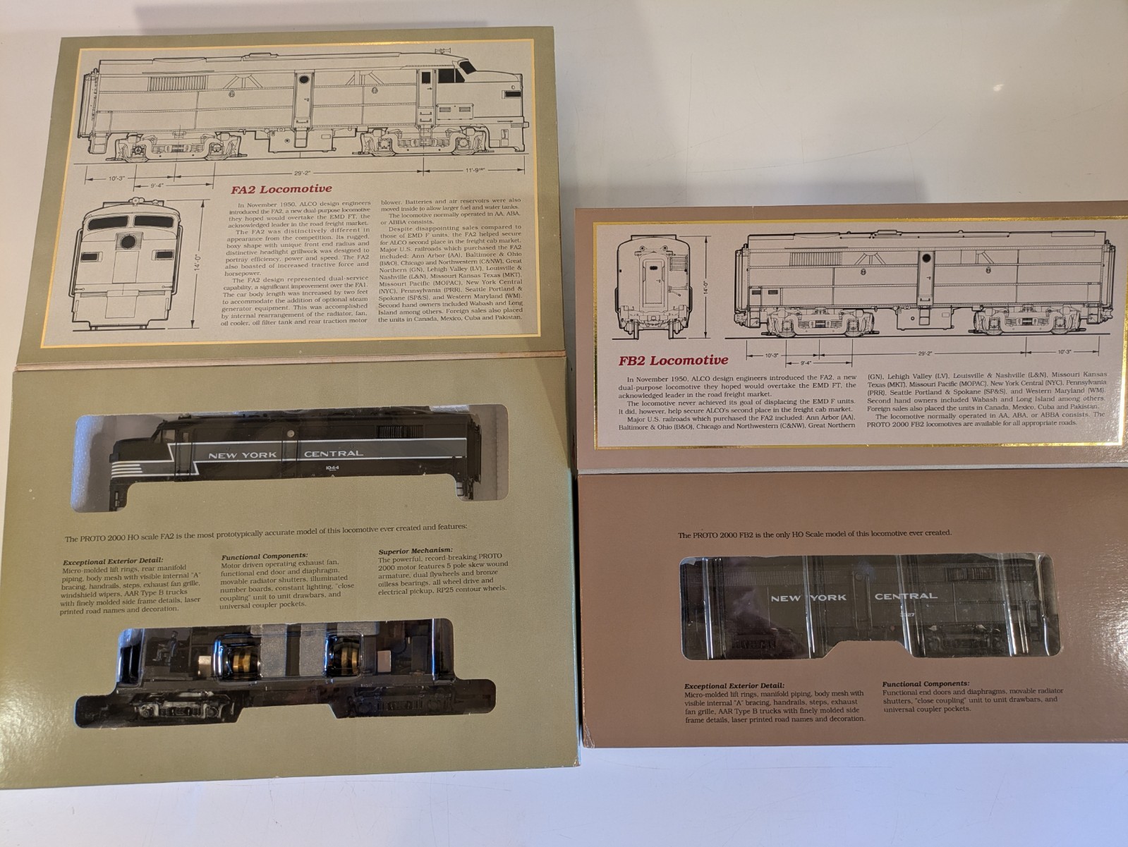 HO EMD FA2/FB2 Set (Pwd + Dmy) New York Central (Diff Paint Sch) NOS # 8362/11