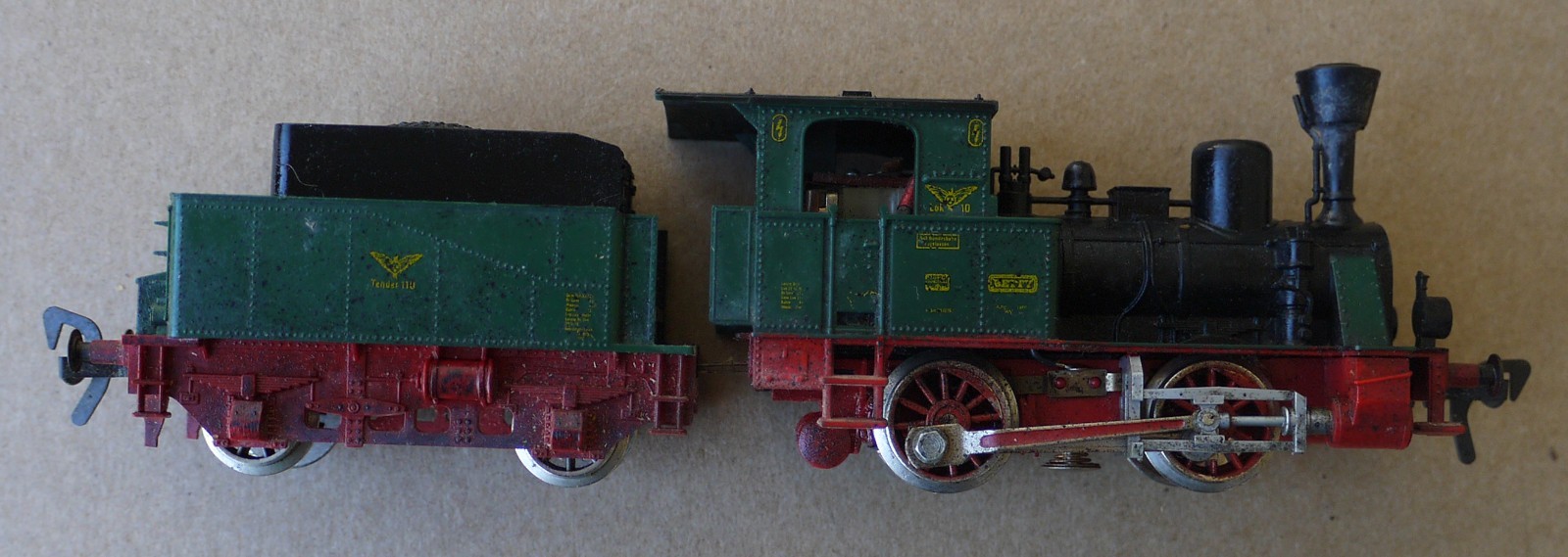Vintage Fleischmann HO 4110 BR10 Locomotive Green Betty w/ Tender 110 NO BOX
