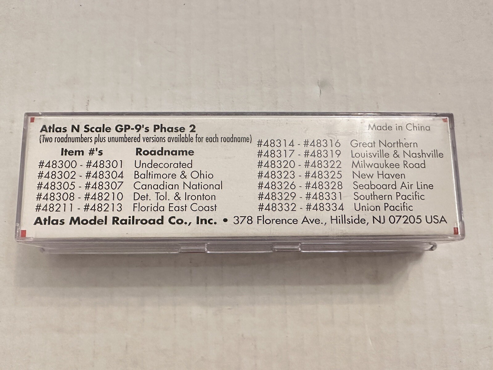 Atlas N Scale 48328 GP-9 Ph.2 Seaboard Air Line No #