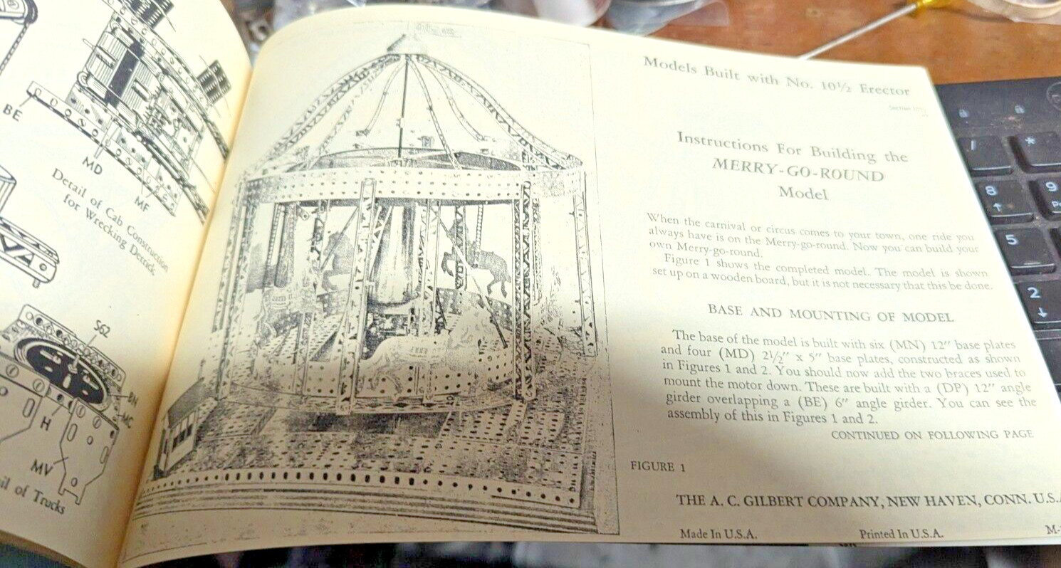 C1951 10 1/2 A.C. GILBERT ERECTOR SET DARK BLUE BOY MANUAL DESIRED BACK COVER 18