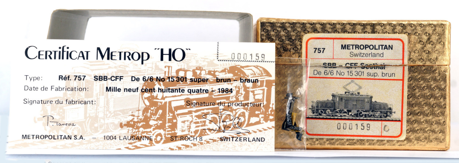 METROPOLITAN SA 757 H0 HO BRASS SBB-CFF Seethal De 6/6 No. 15 301 super brun