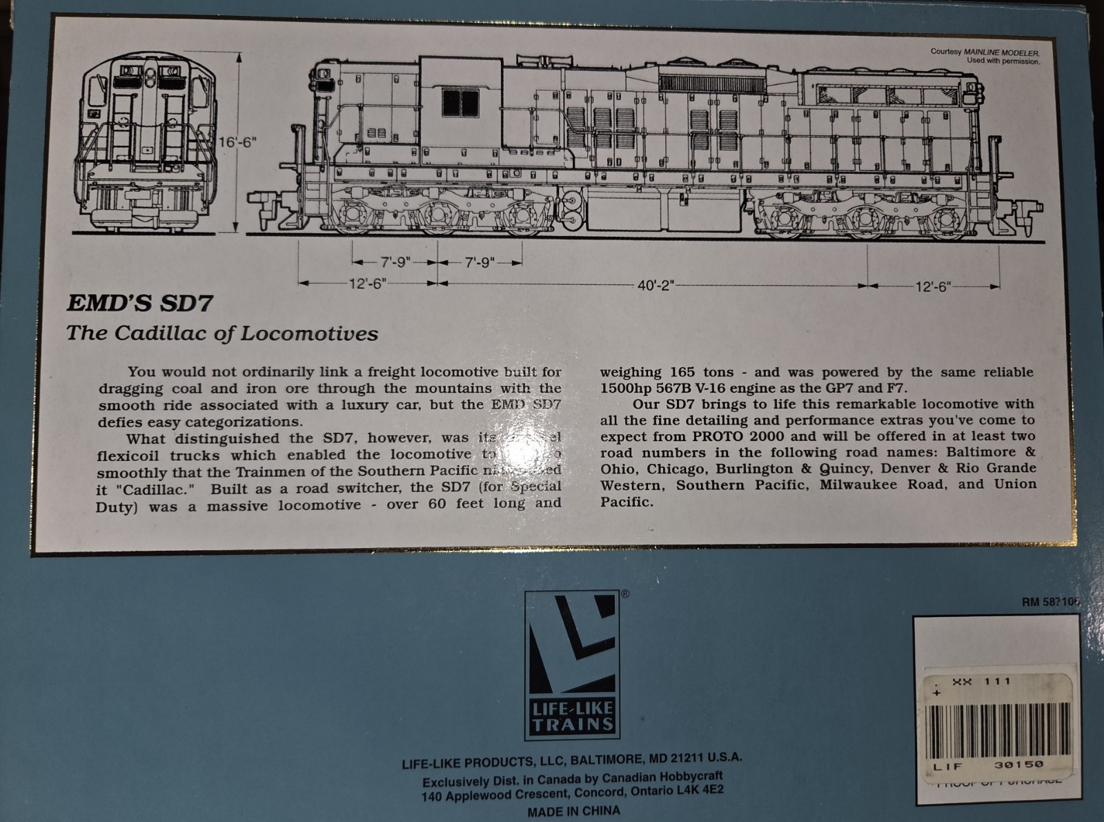 Proto 2000 HO Scale Milwaukee Road – SD7 Locomotive – NEW in Box