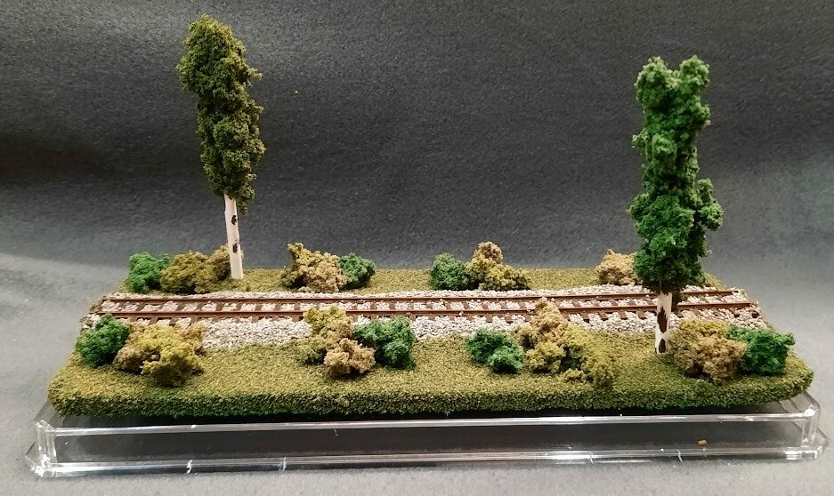 HOn3 SCALE 9″ SINGLE TRACK DISPLAY CASE – SUMMER SCENE- FOR ANY HOn3 TRAINS