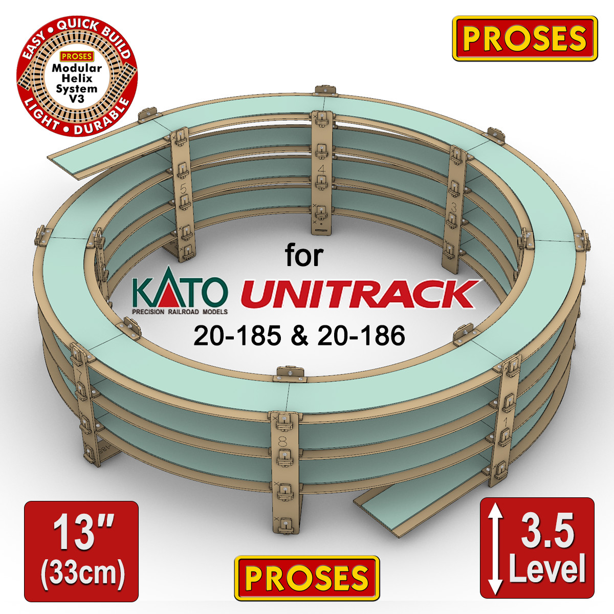 N Helix For KATO 20-185 Double Track R:447/480mm or Similar – Height: 33cm/13″